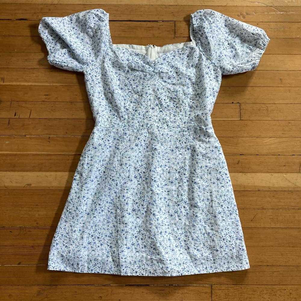 Floral Puff Sleeve Mini Dress, size Large